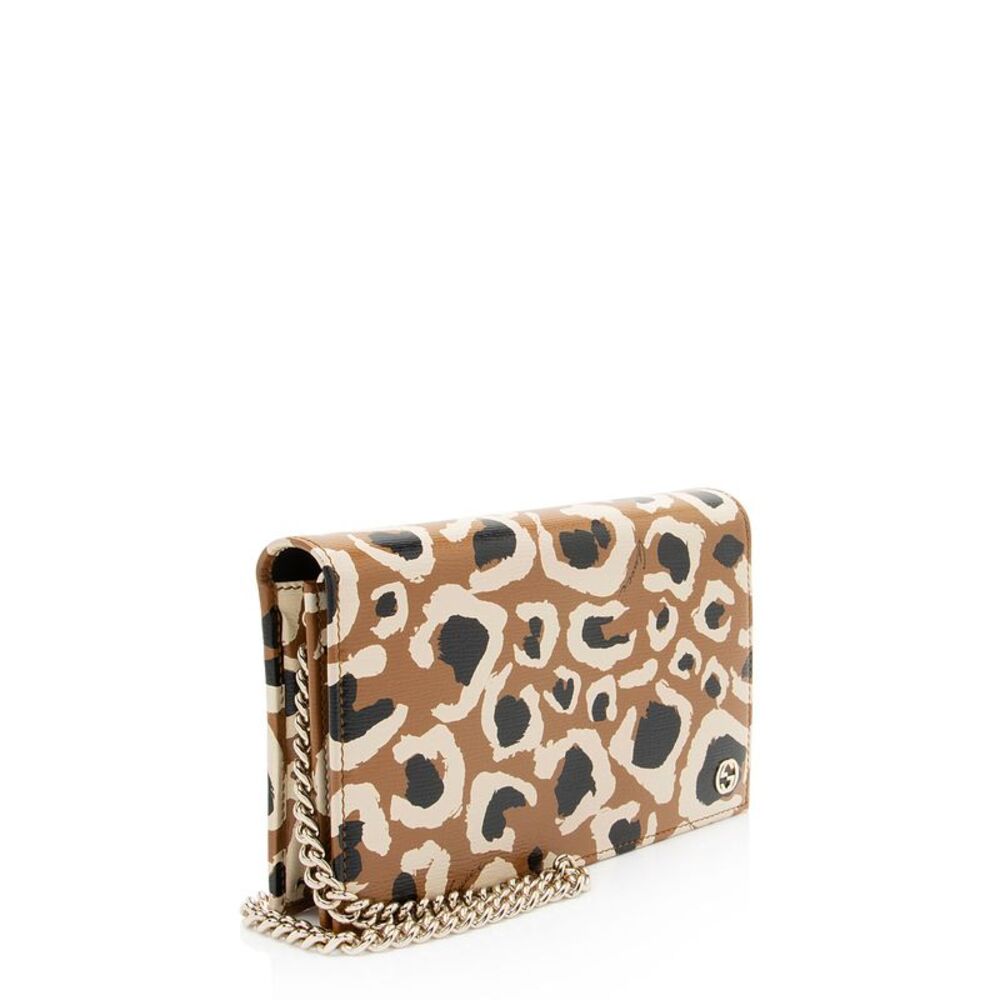 Gucci Leather Leopard Betty Wallet On Chain - Picture 2 of 11